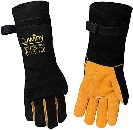 Cuwiny Heat Fire Resistant Leather Forge Gloves